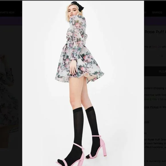 Selkie Garden Mini Puff Baby Doll Dress USA M - Picture 4 of 11